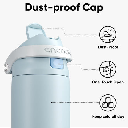 Leakproof Insulated Water Bottle with Straw Dual-Sip Water Bottle Bag-Safe Design for Work, Commute & Gym – Keeps Drinks Cold All Day, 24 oz, Clay Grey - Colors A
