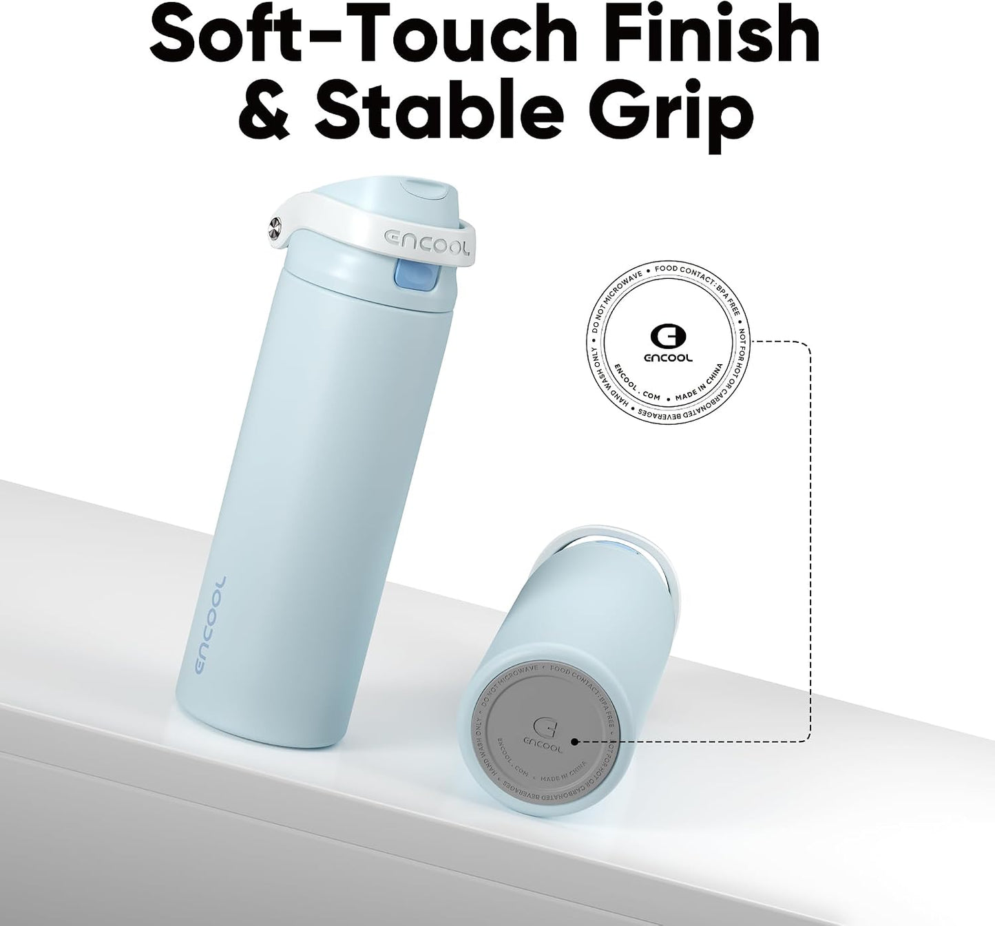 Leakproof Insulated Water Bottle with Straw Dual-Sip Water Bottle Bag-Safe Design for Work, Commute & Gym – Keeps Drinks Cold All Day, 24 oz, Clay Grey - Colors A
