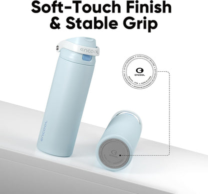 Leakproof Insulated Water Bottle with Straw Dual-Sip Water Bottle Bag-Safe Design for Work, Commute & Gym – Keeps Drinks Cold All Day, 24 oz, Clay Grey - Colors A