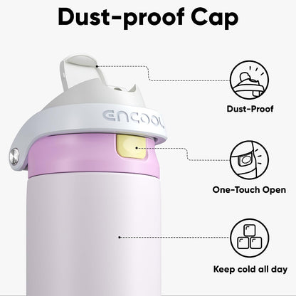 Leakproof Insulated Water Bottle with Straw Dual-Sip Water Bottle Bag-Safe Design for Work, Commute & Gym – Keeps Drinks Cold All Day, 24 oz, Clay Grey - Colors A