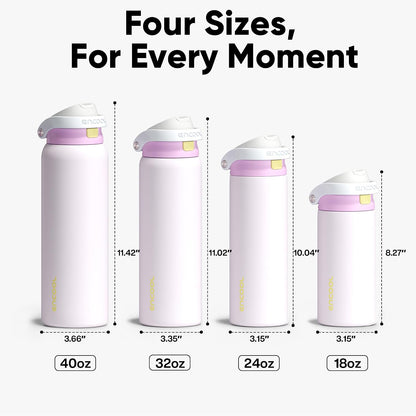 Leakproof Insulated Water Bottle with Straw Dual-Sip Water Bottle Bag-Safe Design for Work, Commute & Gym – Keeps Drinks Cold All Day, 24 oz, Clay Grey - Colors A