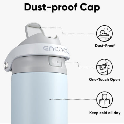 Leakproof Insulated Water Bottle with Straw Dual-Sip Water Bottle Bag-Safe Design for Work, Commute & Gym – Keeps Drinks Cold All Day, 24 oz, Clay Grey - Colors A