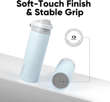 Leakproof Insulated Water Bottle with Straw Dual-Sip Water Bottle Bag-Safe Design for Work, Commute & Gym – Keeps Drinks Cold All Day, 24 oz, Clay Grey - Colors A