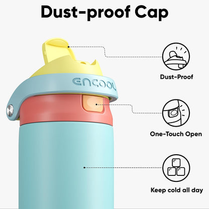 Leakproof Insulated Water Bottle with Straw Dual-Sip Water Bottle Bag-Safe Design for Work, Commute & Gym – Keeps Drinks Cold All Day, 24 oz, Clay Grey - Colors A