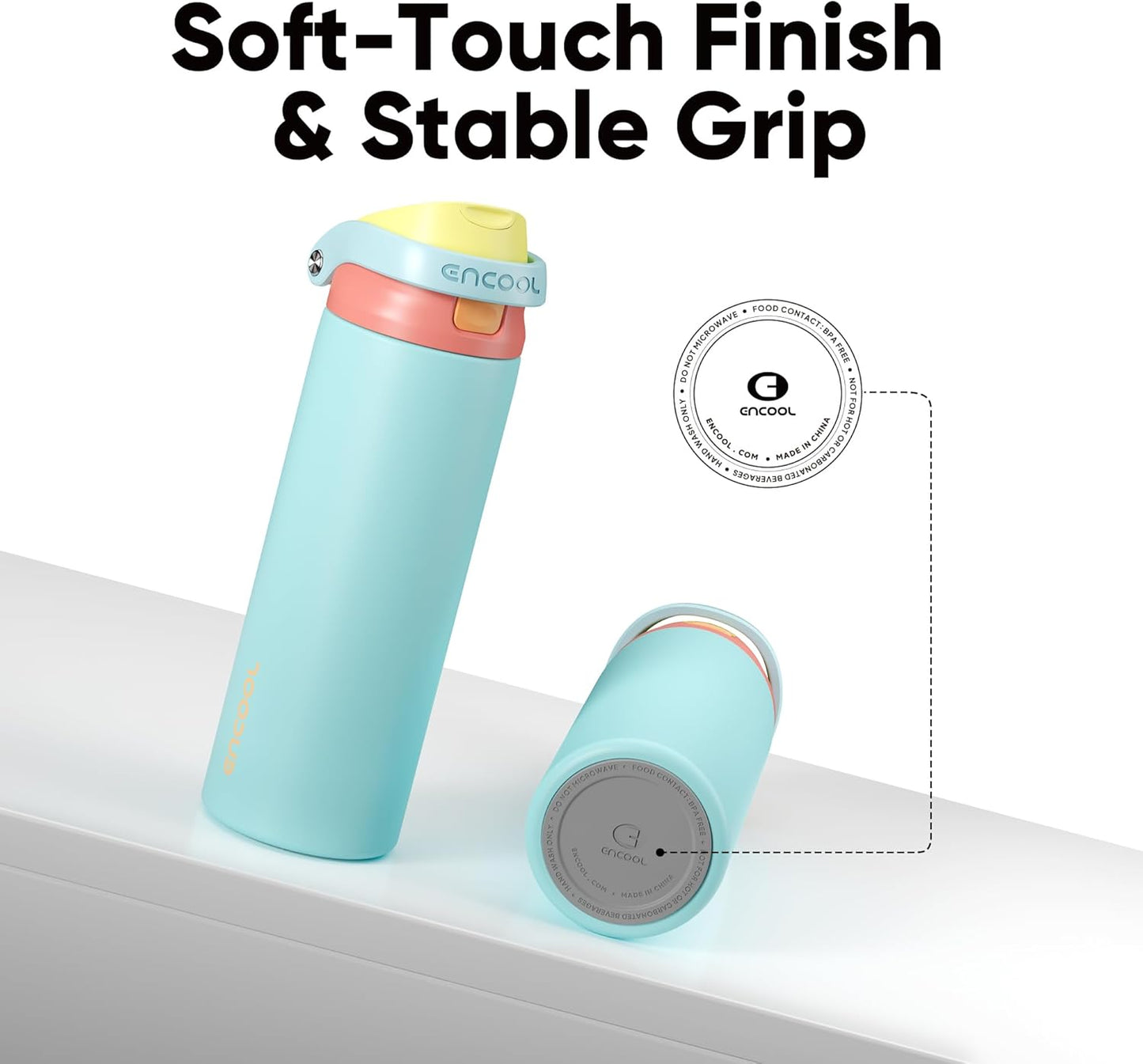 Leakproof Insulated Water Bottle with Straw Dual-Sip Water Bottle Bag-Safe Design for Work, Commute & Gym – Keeps Drinks Cold All Day, 24 oz, Clay Grey - Colors A
