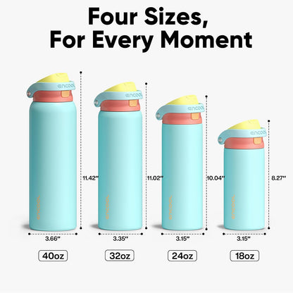 Leakproof Insulated Water Bottle with Straw Dual-Sip Water Bottle Bag-Safe Design for Work, Commute & Gym – Keeps Drinks Cold All Day, 24 oz, Clay Grey - Colors A