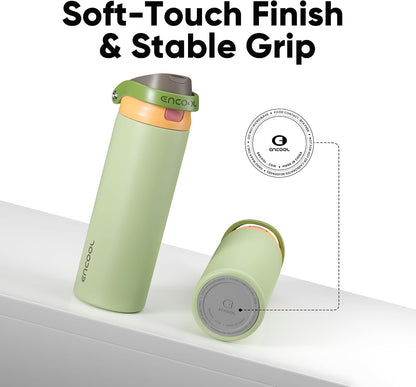 Leakproof Insulated Water Bottle with Straw Dual-Sip Water Bottle Bag-Safe Design for Work, Commute & Gym – Keeps Drinks Cold All Day, 24 oz, Clay Grey - Colors A
