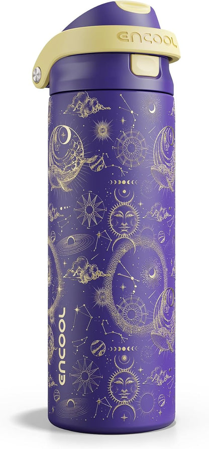 Leakproof Insulated Water Bottle with Straw Dual-Sip Water Bottle Bag-Safe Design for Work, Commute & Gym – Keeps Drinks Cold All Day, 24 oz, Clay Grey - Colors A