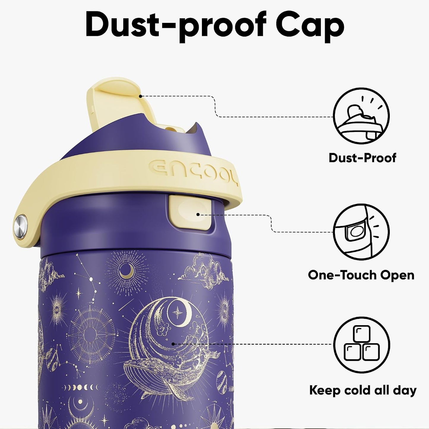 Leakproof Insulated Water Bottle with Straw Dual-Sip Water Bottle Bag-Safe Design for Work, Commute & Gym – Keeps Drinks Cold All Day, 24 oz, Clay Grey - Colors A