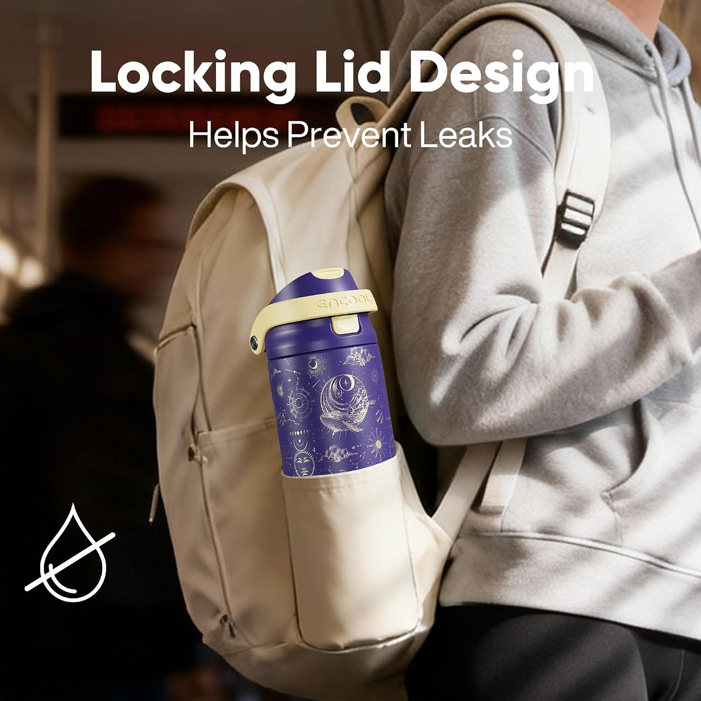 Leakproof Insulated Water Bottle with Straw Dual-Sip Water Bottle Bag-Safe Design for Work, Commute & Gym – Keeps Drinks Cold All Day, 24 oz, Clay Grey - Colors A