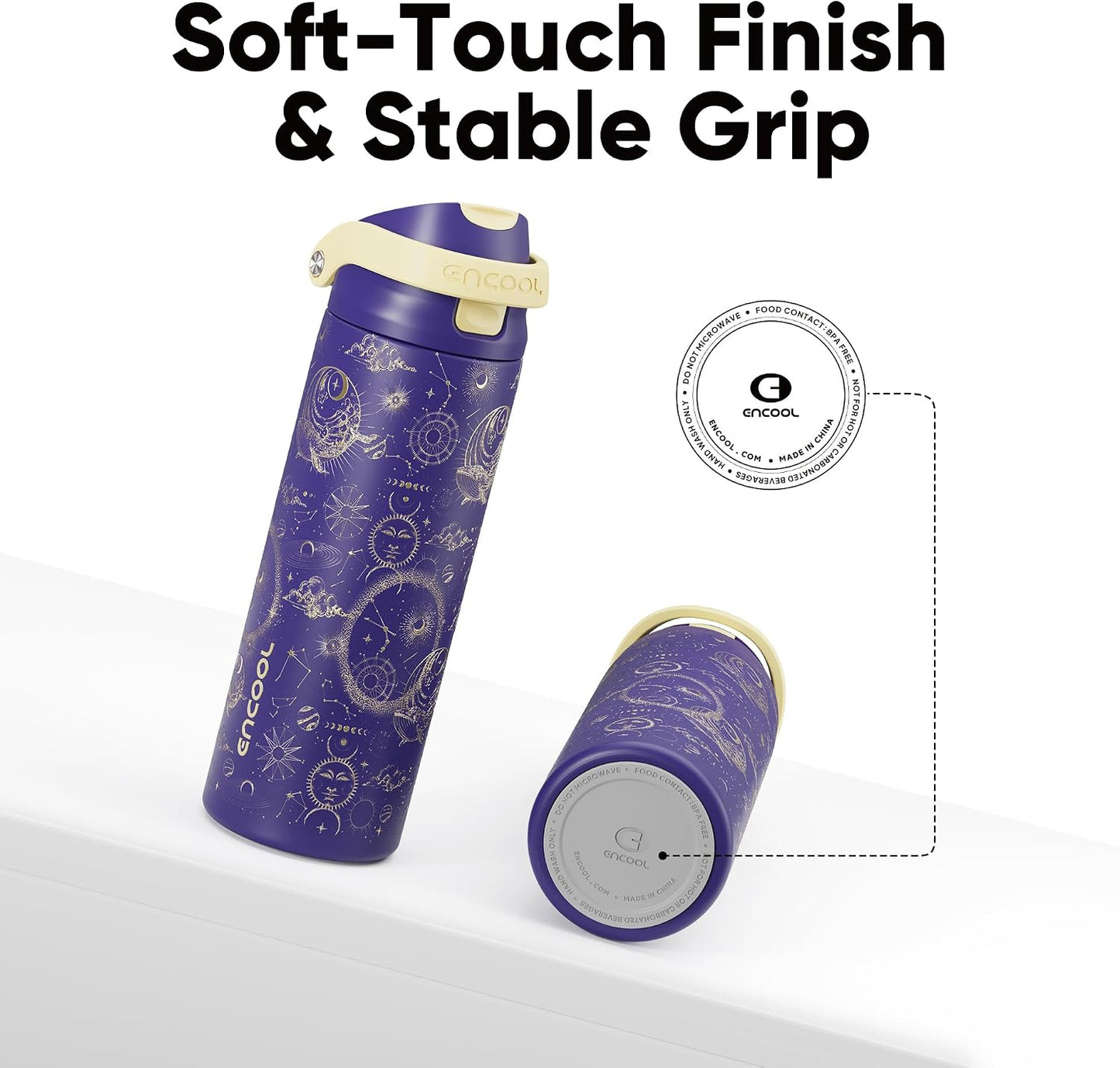 Leakproof Insulated Water Bottle with Straw Dual-Sip Water Bottle Bag-Safe Design for Work, Commute & Gym – Keeps Drinks Cold All Day, 24 oz, Clay Grey - Colors A