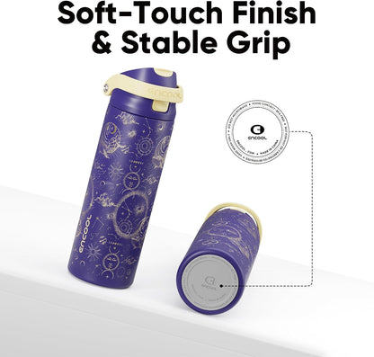 Leakproof Insulated Water Bottle with Straw Dual-Sip Water Bottle Bag-Safe Design for Work, Commute & Gym – Keeps Drinks Cold All Day, 24 oz, Clay Grey - Colors A