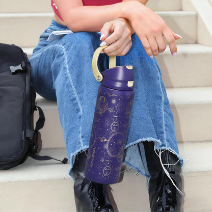 Leakproof Insulated Water Bottle with Straw Dual-Sip Water Bottle Bag-Safe Design for Work, Commute & Gym – Keeps Drinks Cold All Day, 24 oz, Clay Grey - Colors A
