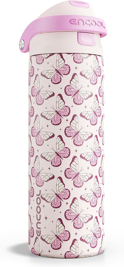 Leakproof Insulated Water Bottle with Straw Dual-Sip Water Bottle Bag-Safe Design for Work, Commute & Gym – Keeps Drinks Cold All Day, 24 oz, Clay Grey - Colors A