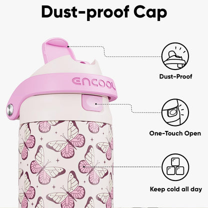 Leakproof Insulated Water Bottle with Straw Dual-Sip Water Bottle Bag-Safe Design for Work, Commute & Gym – Keeps Drinks Cold All Day, 24 oz, Clay Grey - Colors A