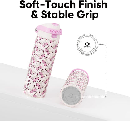 Leakproof Insulated Water Bottle with Straw Dual-Sip Water Bottle Bag-Safe Design for Work, Commute & Gym – Keeps Drinks Cold All Day, 24 oz, Clay Grey - Colors A