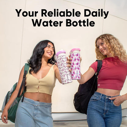 Leakproof Insulated Water Bottle with Straw Dual-Sip Water Bottle Bag-Safe Design for Work, Commute & Gym – Keeps Drinks Cold All Day, 24 oz, Clay Grey - Colors A