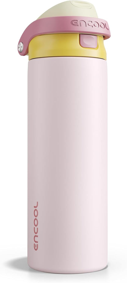 Leakproof Insulated Water Bottle with Straw Dual-Sip Water Bottle Bag-Safe Design for Work, Commute & Gym – Keeps Drinks Cold All Day, 24 oz, Clay Grey - Colors A