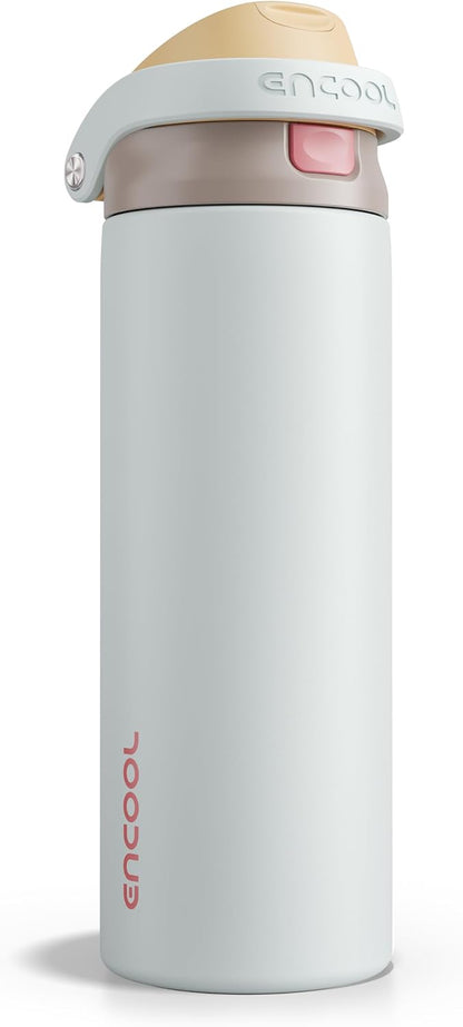 Leakproof Insulated Water Bottle with Straw Dual-Sip Water Bottle Bag-Safe Design for Work, Commute & Gym – Keeps Drinks Cold All Day, 24 oz, Clay Grey - Colors A