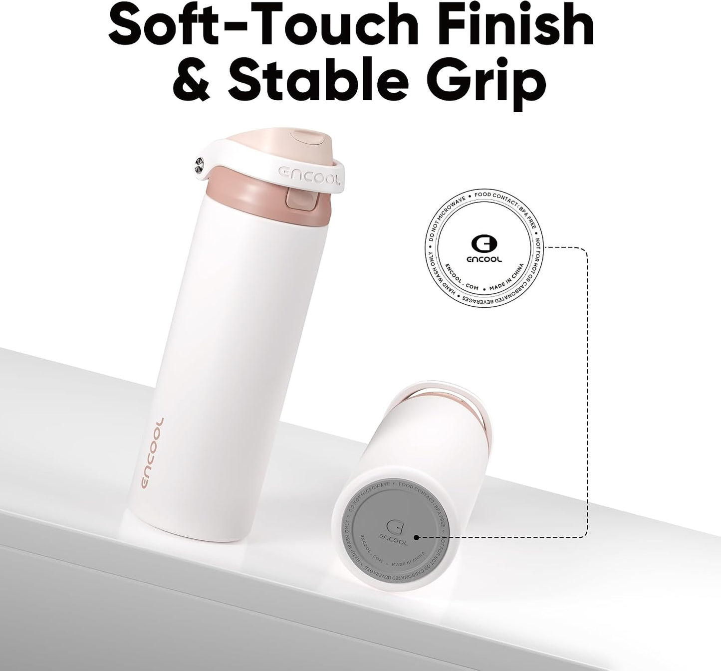 Leakproof Insulated Water Bottle with Straw Dual-Sip Water Bottle Bag-Safe Design for Work, Commute & Gym – Keeps Drinks Cold All Day, 24 oz, Clay Grey - Colors A