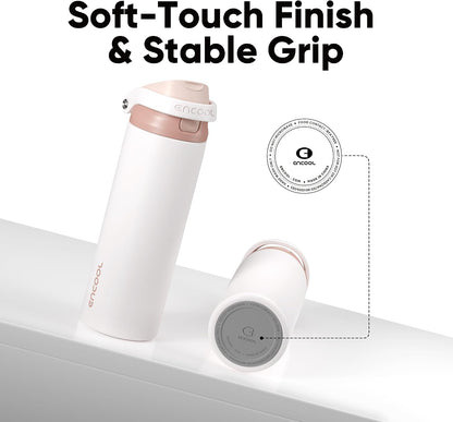 Leakproof Insulated Water Bottle with Straw Dual-Sip Water Bottle Bag-Safe Design for Work, Commute & Gym – Keeps Drinks Cold All Day, 24 oz, Clay Grey - Colors A