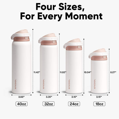 Leakproof Insulated Water Bottle with Straw Dual-Sip Water Bottle Bag-Safe Design for Work, Commute & Gym – Keeps Drinks Cold All Day, 24 oz, Clay Grey - Colors A