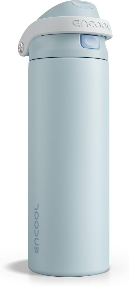 Leakproof Insulated Water Bottle with Straw Dual-Sip Water Bottle Bag-Safe Design for Work, Commute & Gym – Keeps Drinks Cold All Day, 24 oz, Clay Grey - Colors A