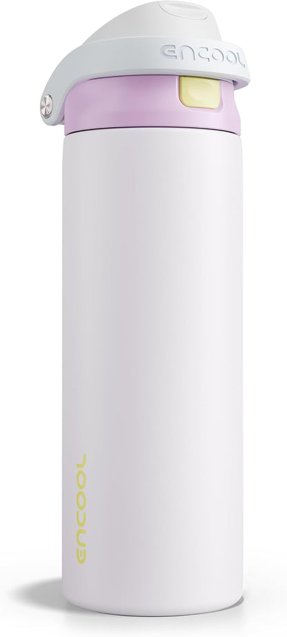 Leakproof Insulated Water Bottle with Straw Dual-Sip Water Bottle Bag-Safe Design for Work, Commute & Gym – Keeps Drinks Cold All Day, 24 oz, Clay Grey - Colors A