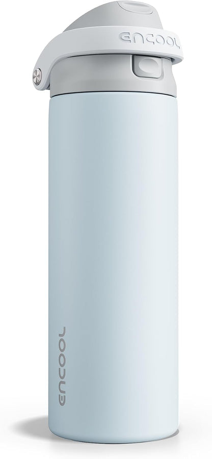 Leakproof Insulated Water Bottle with Straw Dual-Sip Water Bottle Bag-Safe Design for Work, Commute & Gym – Keeps Drinks Cold All Day, 24 oz, Clay Grey - Colors A