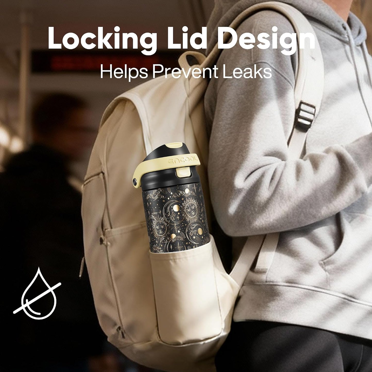 Leakproof Insulated Water Bottle with Straw Dual-Sip Water Bottle Bag-Safe Design for Work, Commute & Gym – Keeps Drinks Cold All Day, 24 oz, Clay Grey - Colors A