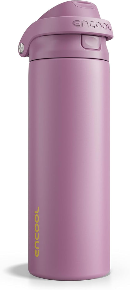 Leakproof Insulated Water Bottle with Straw Dual-Sip Water Bottle Bag-Safe Design for Work, Commute & Gym – Keeps Drinks Cold All Day, 24 oz, Clay Grey - Colors A