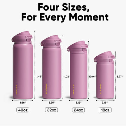 Leakproof Insulated Water Bottle with Straw Dual-Sip Water Bottle Bag-Safe Design for Work, Commute & Gym – Keeps Drinks Cold All Day, 24 oz, Clay Grey - Colors A