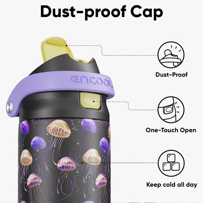 Leakproof Insulated Water Bottle with Straw Dual-Sip Water Bottle Bag-Safe Design for Work, Commute & Gym – Keeps Drinks Cold All Day, 24 oz, Clay Grey - Colors A