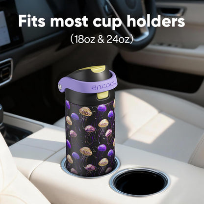 Leakproof Insulated Water Bottle with Straw Dual-Sip Water Bottle Bag-Safe Design for Work, Commute & Gym – Keeps Drinks Cold All Day, 24 oz, Clay Grey - Colors A