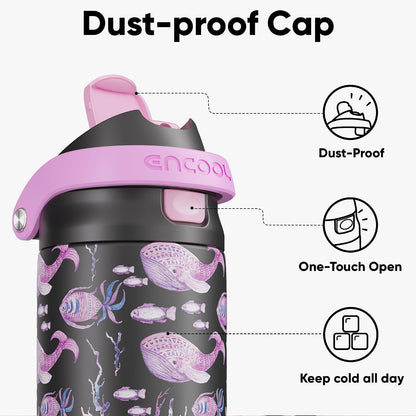 Leakproof Insulated Water Bottle with Straw Dual-Sip Water Bottle Bag-Safe Design for Work, Commute & Gym – Keeps Drinks Cold All Day, 24 oz, Clay Grey - Colors A