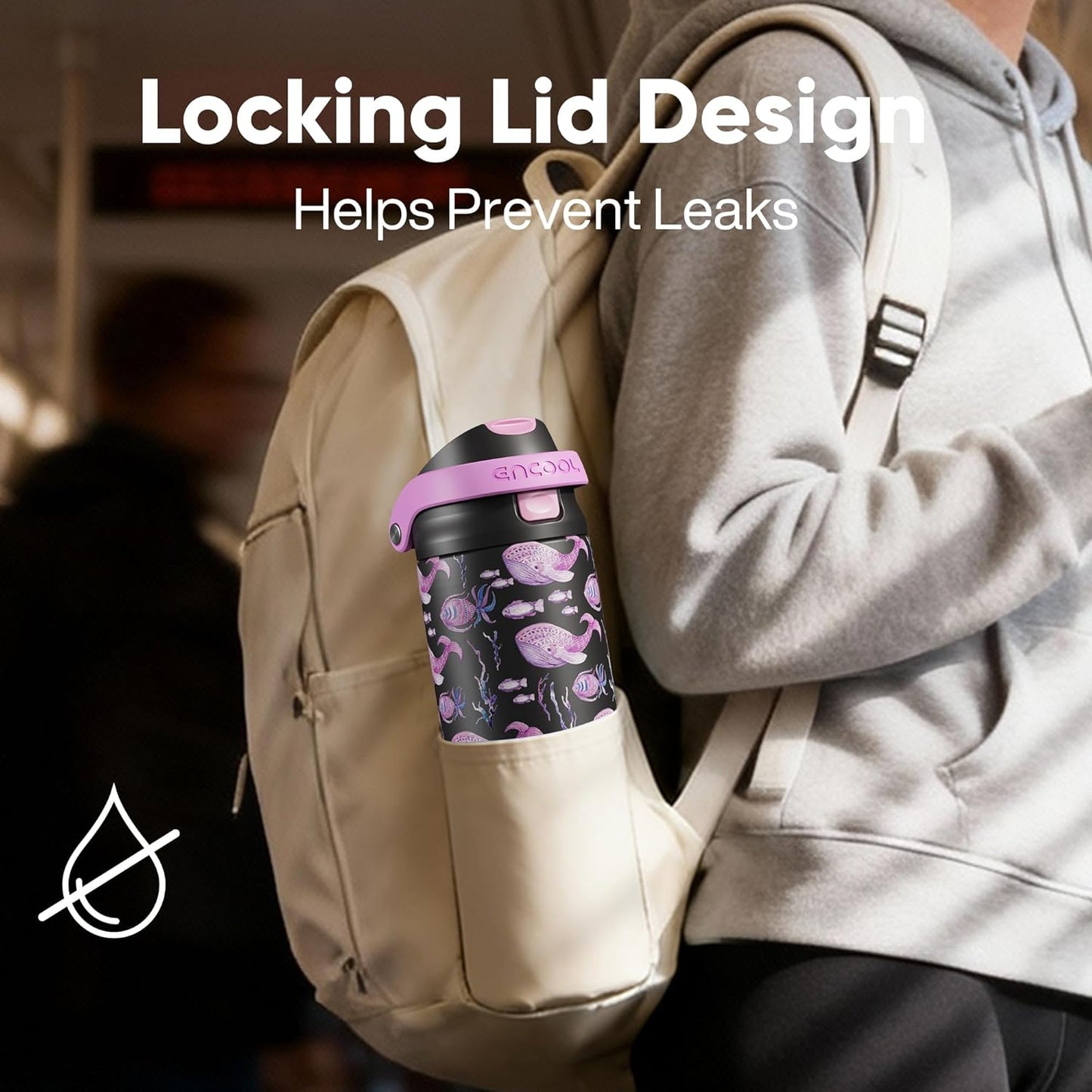 Leakproof Insulated Water Bottle with Straw Dual-Sip Water Bottle Bag-Safe Design for Work, Commute & Gym – Keeps Drinks Cold All Day, 24 oz, Clay Grey - Colors A