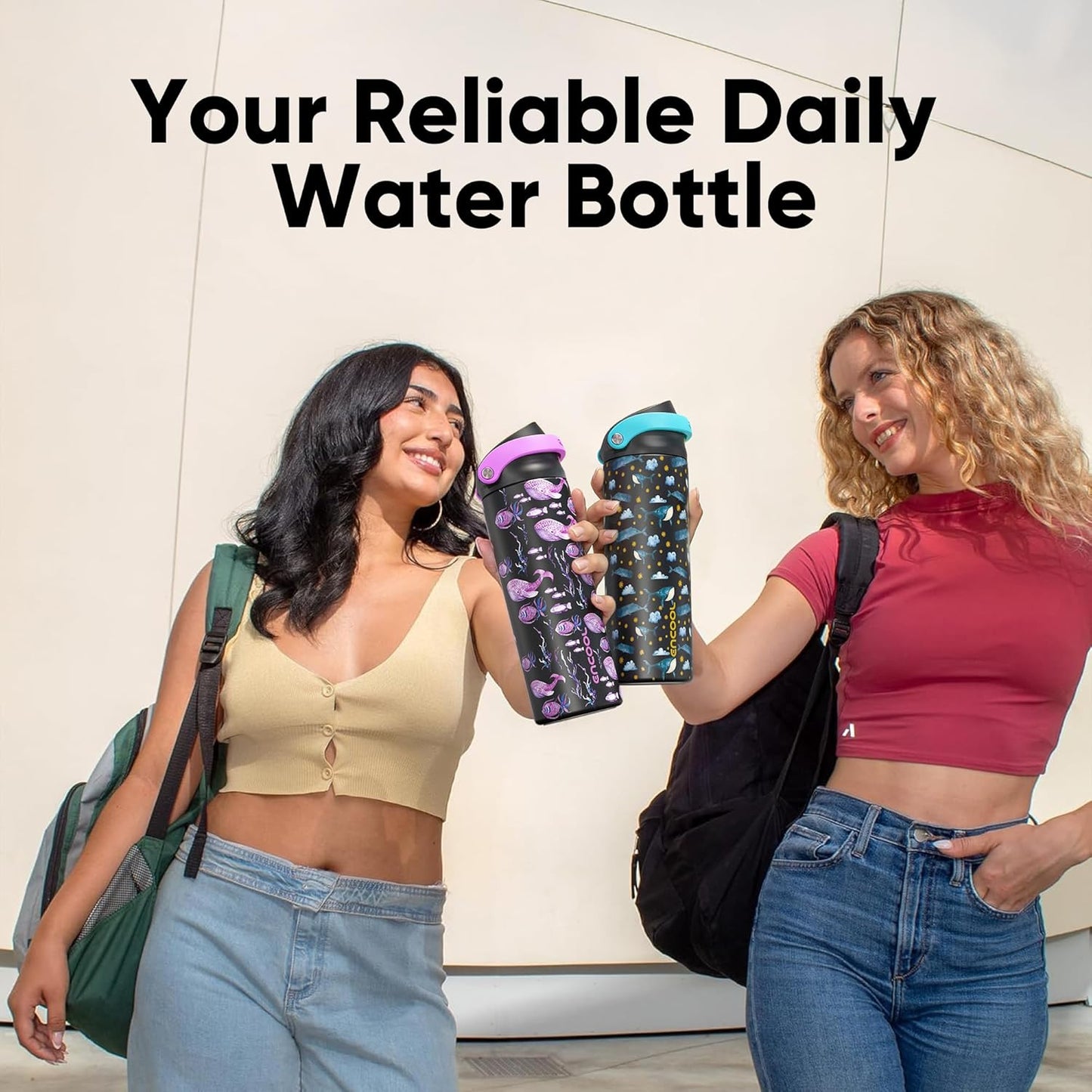 Leakproof Insulated Water Bottle with Straw Dual-Sip Water Bottle Bag-Safe Design for Work, Commute & Gym – Keeps Drinks Cold All Day, 24 oz, Clay Grey - Colors A