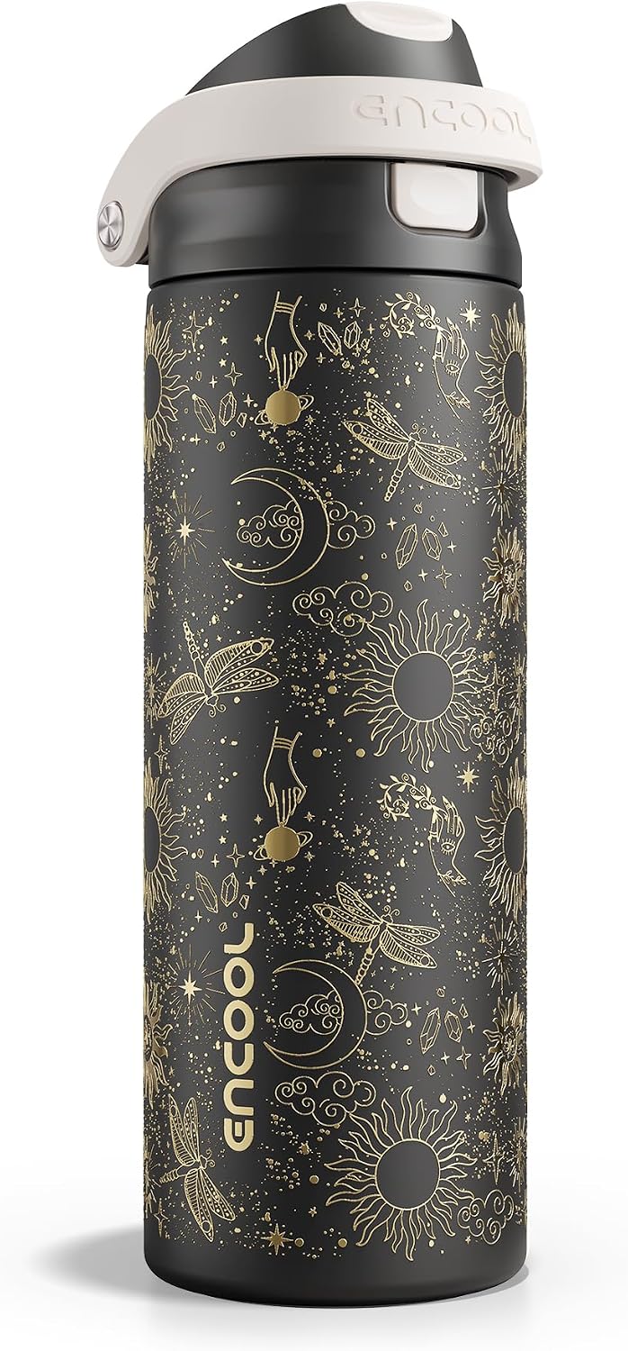 Leakproof Insulated Water Bottle with Straw Dual-Sip Water Bottle Bag-Safe Design for Work, Commute & Gym – Keeps Drinks Cold All Day, 24 oz, Clay Grey - Colors A