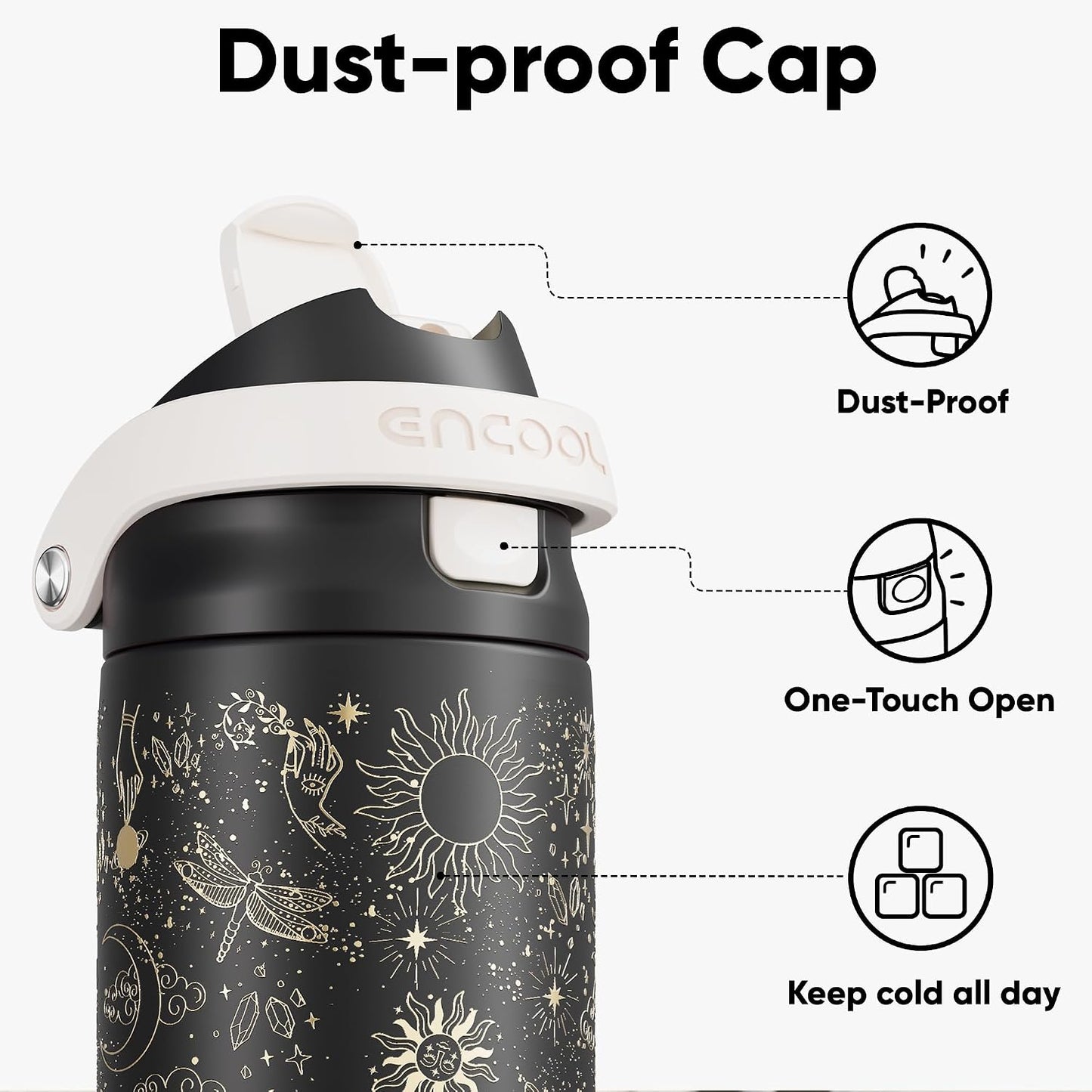 Leakproof Insulated Water Bottle with Straw Dual-Sip Water Bottle Bag-Safe Design for Work, Commute & Gym – Keeps Drinks Cold All Day, 24 oz, Clay Grey - Colors A