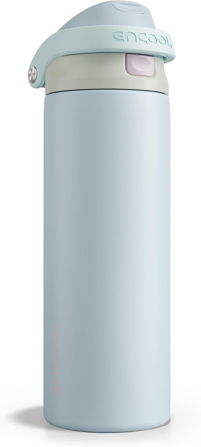 Leakproof Insulated Water Bottle with Straw Dual-Sip Water Bottle Bag-Safe Design for Work, Commute & Gym – Keeps Drinks Cold All Day, 24 oz, Clay Grey - Colors A