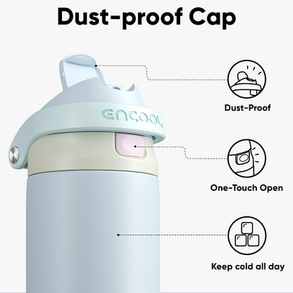 Leakproof Insulated Water Bottle with Straw Dual-Sip Water Bottle Bag-Safe Design for Work, Commute & Gym – Keeps Drinks Cold All Day, 24 oz, Clay Grey - Colors A