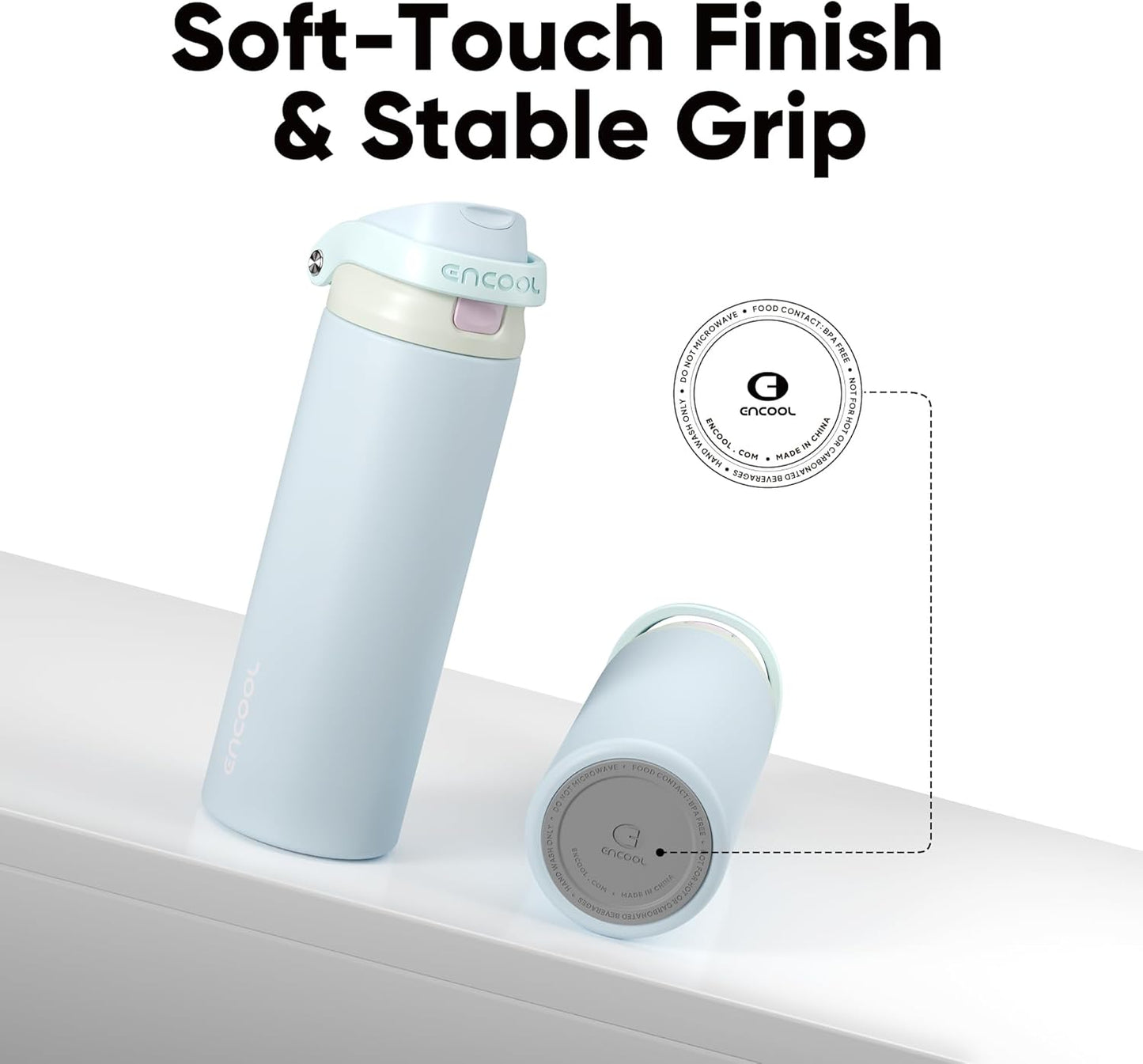 Leakproof Insulated Water Bottle with Straw Dual-Sip Water Bottle Bag-Safe Design for Work, Commute & Gym – Keeps Drinks Cold All Day, 24 oz, Clay Grey - Colors A