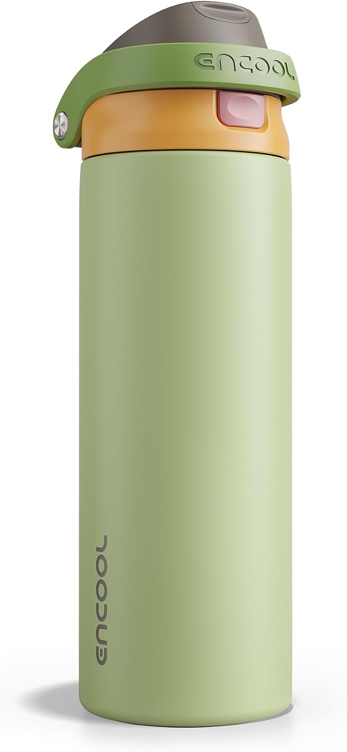 Leakproof Insulated Water Bottle with Straw Dual-Sip Water Bottle Bag-Safe Design for Work, Commute & Gym – Keeps Drinks Cold All Day, 24 oz, Clay Grey - Colors A
