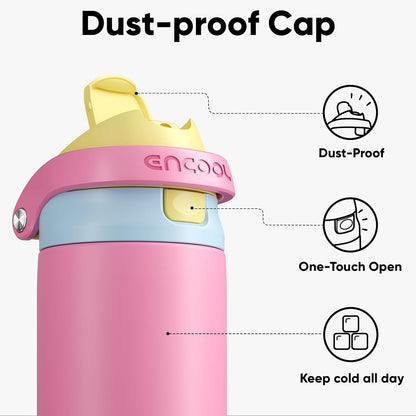 Leakproof Insulated Water Bottle with Straw Dual-Sip Water Bottle Bag-Safe Design for Work, Commute & Gym – Keeps Drinks Cold All Day, 24 oz, Clay Grey - Colors A