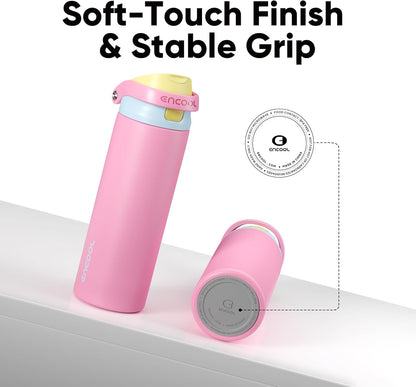 Leakproof Insulated Water Bottle with Straw Dual-Sip Water Bottle Bag-Safe Design for Work, Commute & Gym – Keeps Drinks Cold All Day, 24 oz, Clay Grey - Colors A
