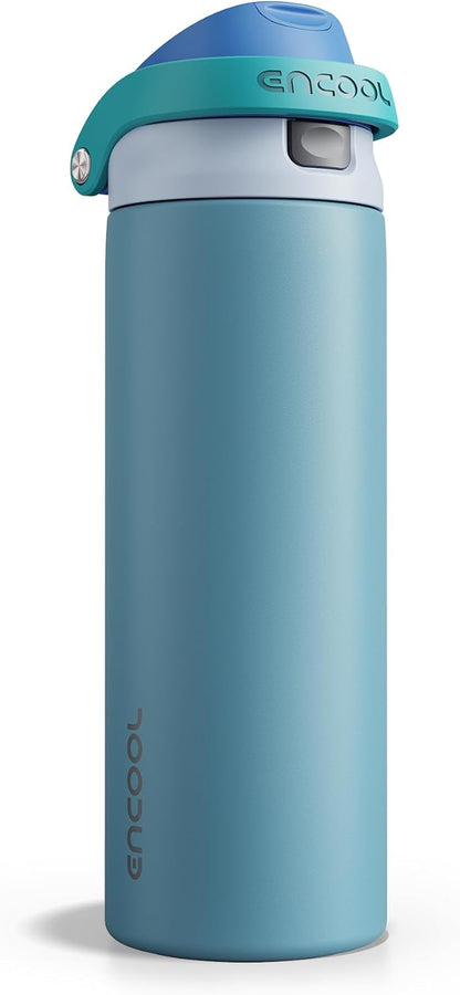 Leakproof Insulated Water Bottle with Straw Dual-Sip Water Bottle Bag-Safe Design for Work, Commute & Gym – Keeps Drinks Cold All Day, 24 oz, Clay Grey - Colors A