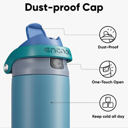 Leakproof Insulated Water Bottle with Straw Dual-Sip Water Bottle Bag-Safe Design for Work, Commute & Gym – Keeps Drinks Cold All Day, 24 oz, Clay Grey - Colors A