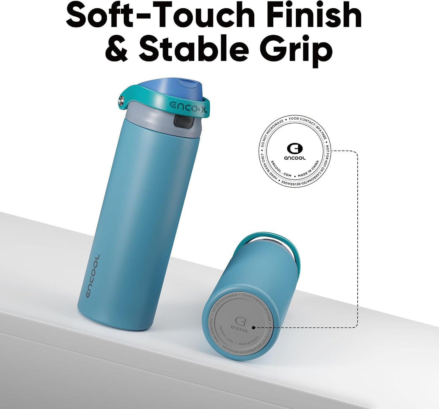Leakproof Insulated Water Bottle with Straw Dual-Sip Water Bottle Bag-Safe Design for Work, Commute & Gym – Keeps Drinks Cold All Day, 24 oz, Clay Grey - Colors A