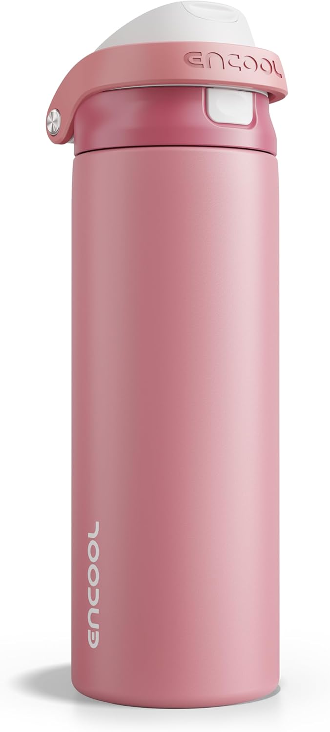 Leakproof Insulated Water Bottle with Straw Dual-Sip Water Bottle Bag-Safe Design for Work, Commute & Gym – Keeps Drinks Cold All Day, 24 oz, Clay Grey - Colors A