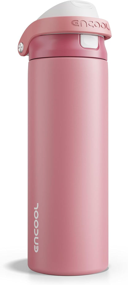 Leakproof Insulated Water Bottle with Straw Dual-Sip Water Bottle Bag-Safe Design for Work, Commute & Gym – Keeps Drinks Cold All Day, 24 oz, Clay Grey - Colors A